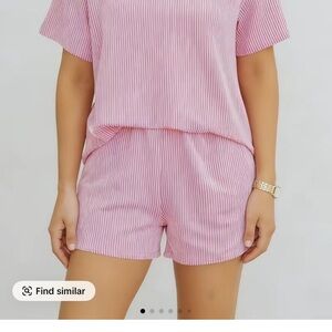 Pink Striped Two-Piece Lounge Set